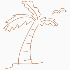 卡通手绘素描椰子树