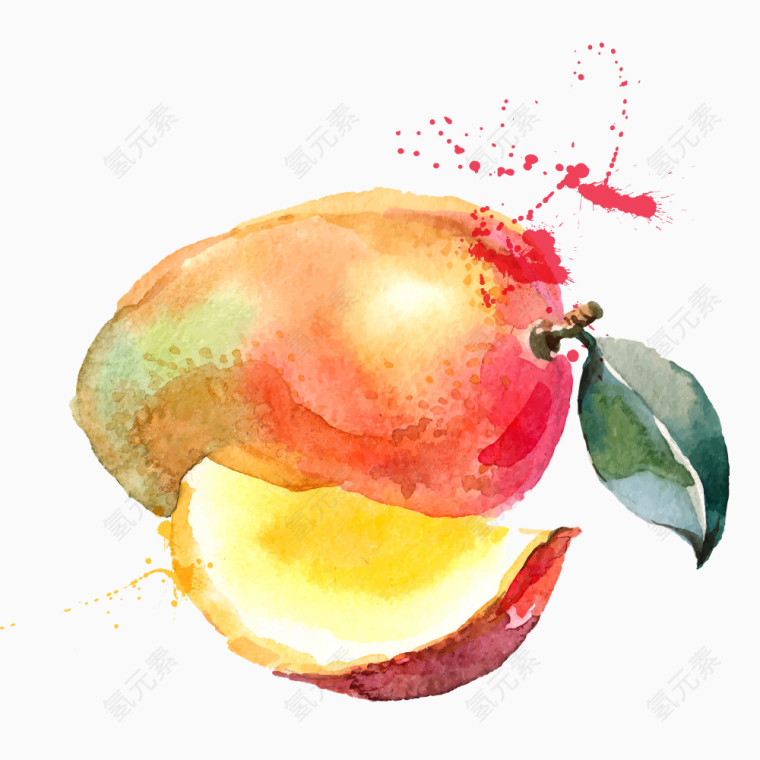 手绘彩色桃子水果