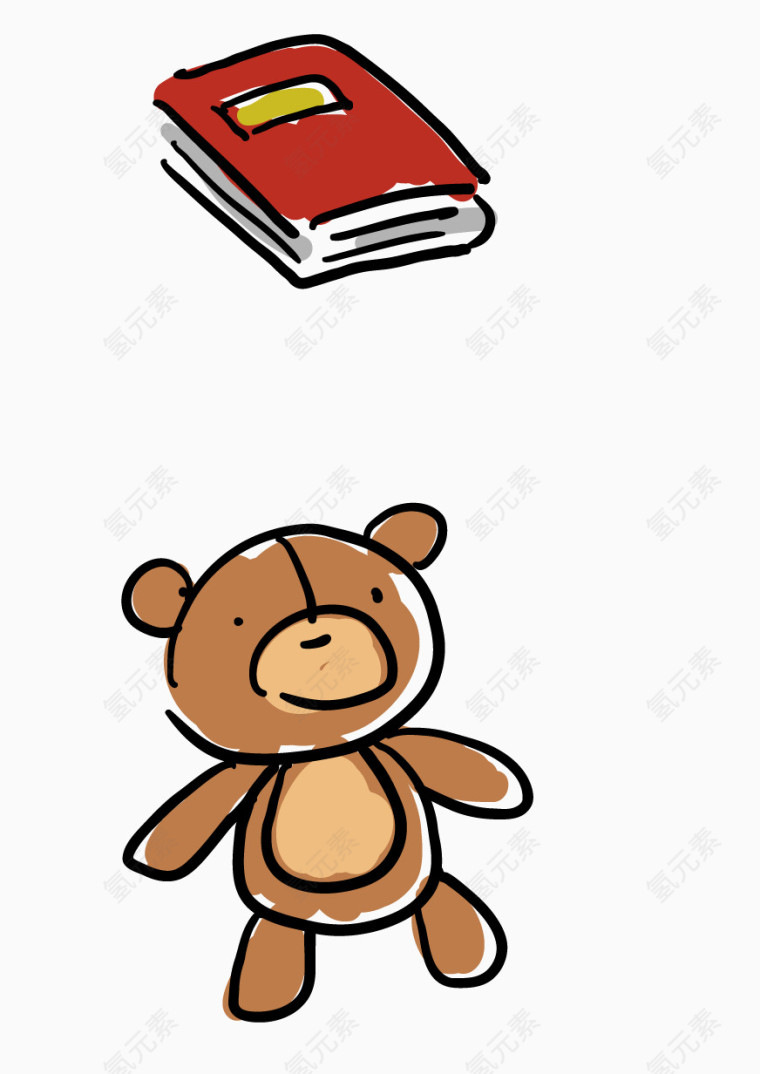 卡通小熊和书