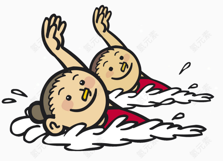 卡通运动员游泳