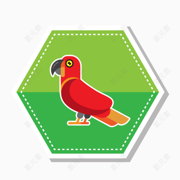 彩色鹦鹉标签矢量图
