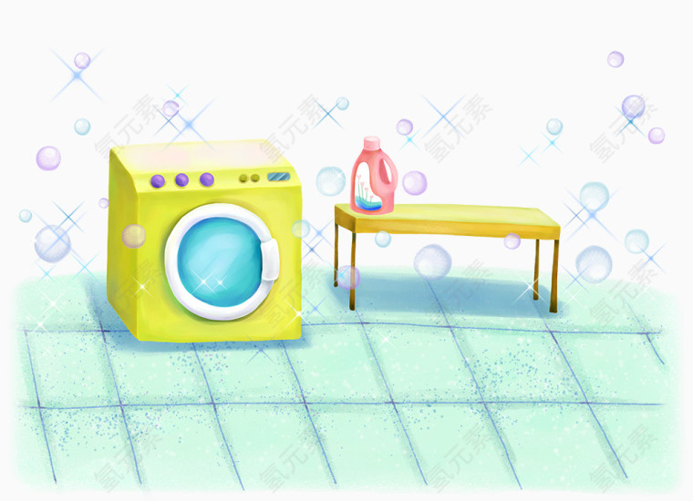 卡通插画洗衣机