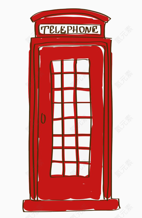 卡通红色电话亭
