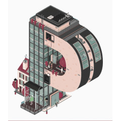 创意建筑字母P