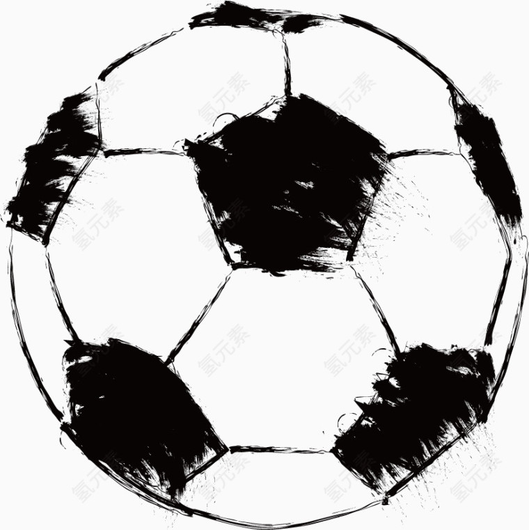 足球简易画踢足球卡通手绘装饰元素