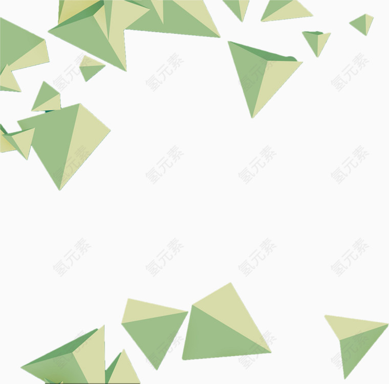 小清新简约时尚几何浅绿色三角形漂浮素材