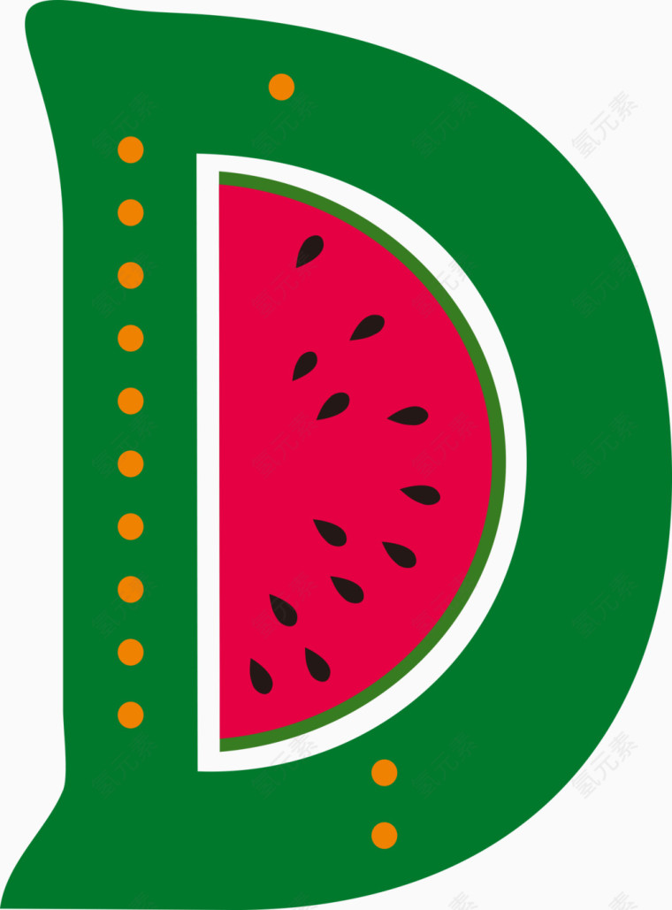 卡通水果字母图标D