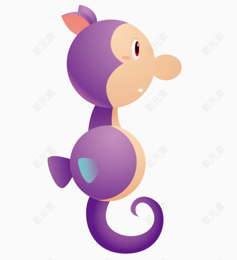 卡通紫色的海马