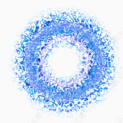 蓝色花型圆环边框图案