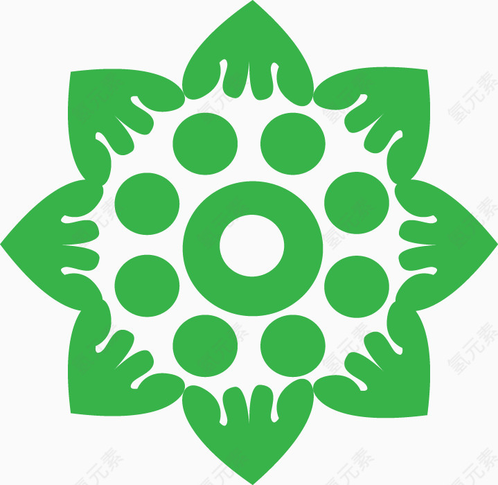 绿色矢量花朵形状装饰图案