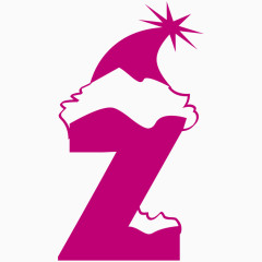 卡通手绘圣诞节粉色英文字母Z