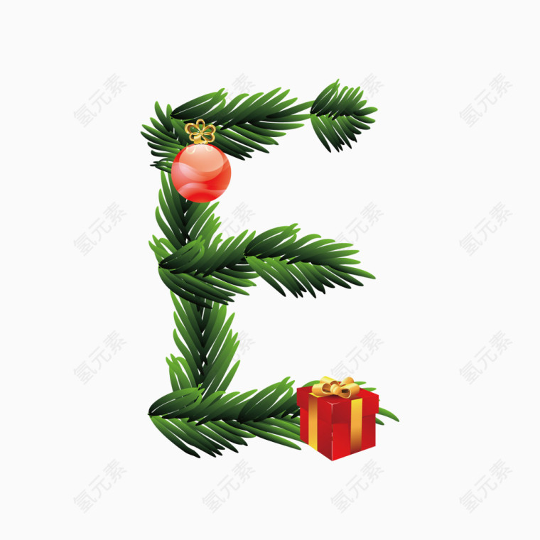 圣诞节礼物字母字体E
