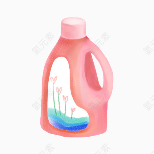 粉色卡通洗衣液瓶子