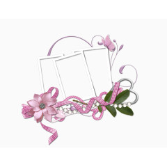 粉红色花朵珍珠装饰的相册集边框