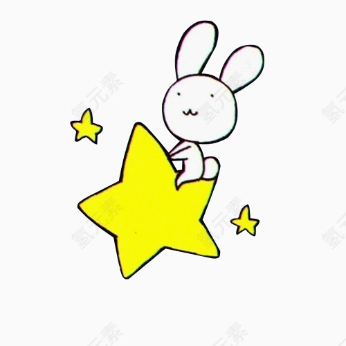 坐在星星上的小白兔