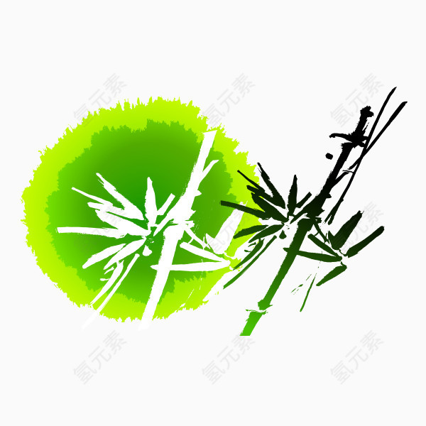 绿色竹子彩墨
