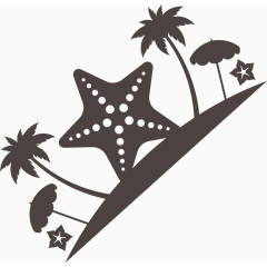夏日元素沙滩海星简易画卡通手绘装饰元素