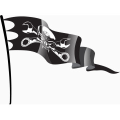 矢量手绘黑色海盗旗