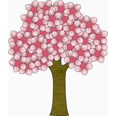 卡通粉色花朵树