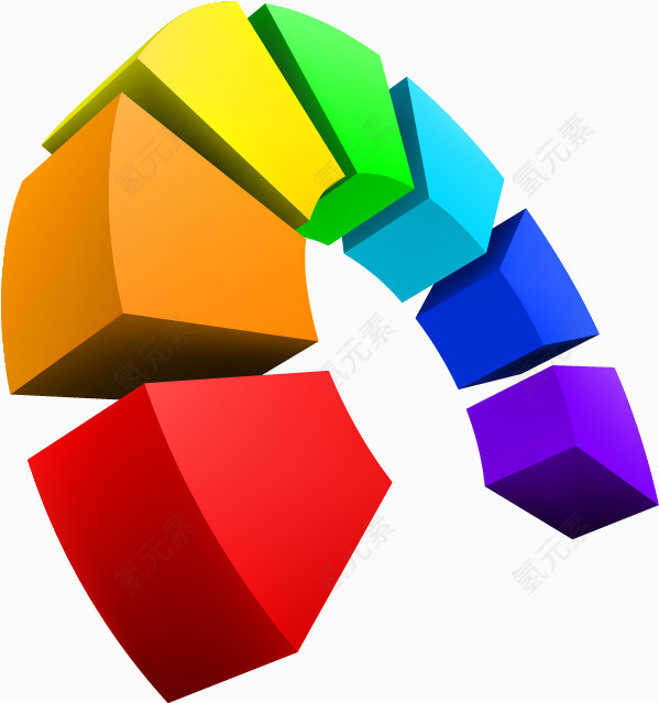 3D立体几何拱形彩虹 