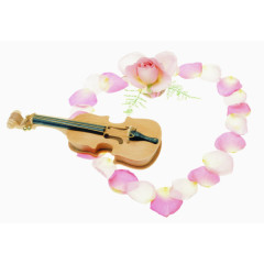 爱心花瓣小提琴