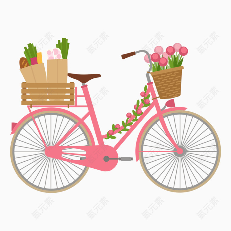 满载鲜花的自行车