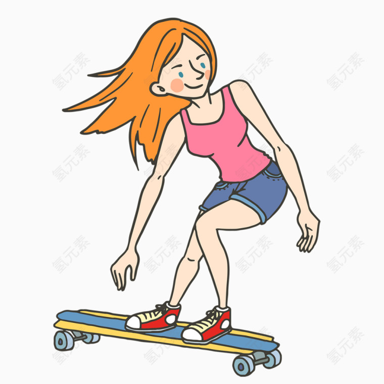 玩滑板的美女