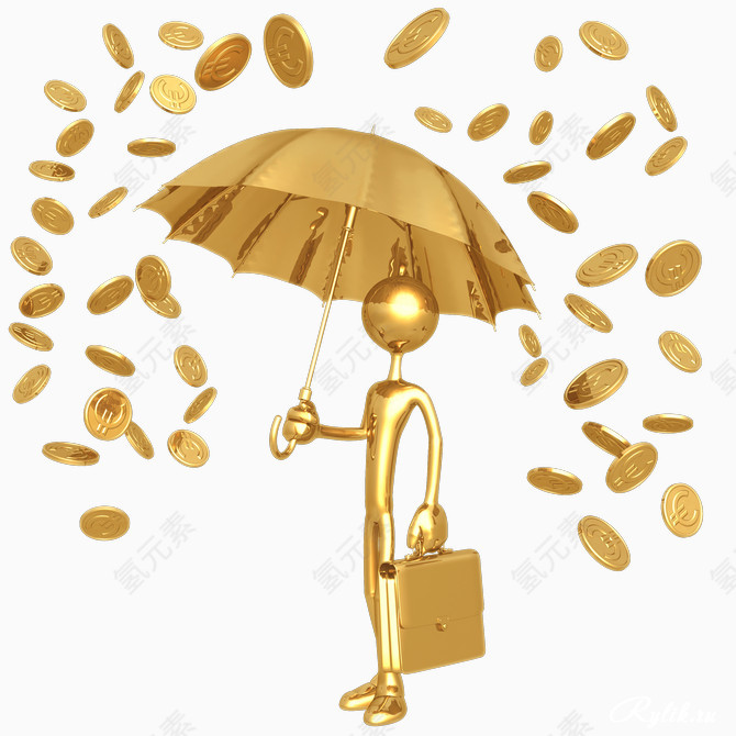 打伞的金色小人