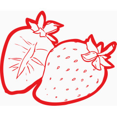 红色线条水果草莓图案