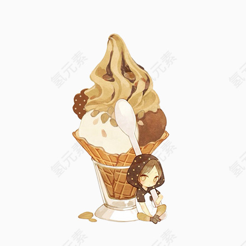 卡通小姑娘冰淇淋