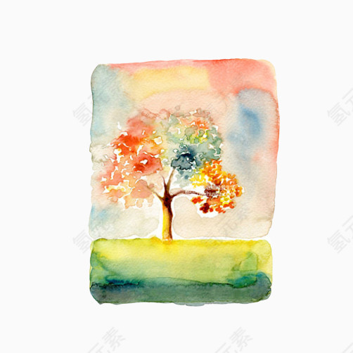 树木彩色绘画图片