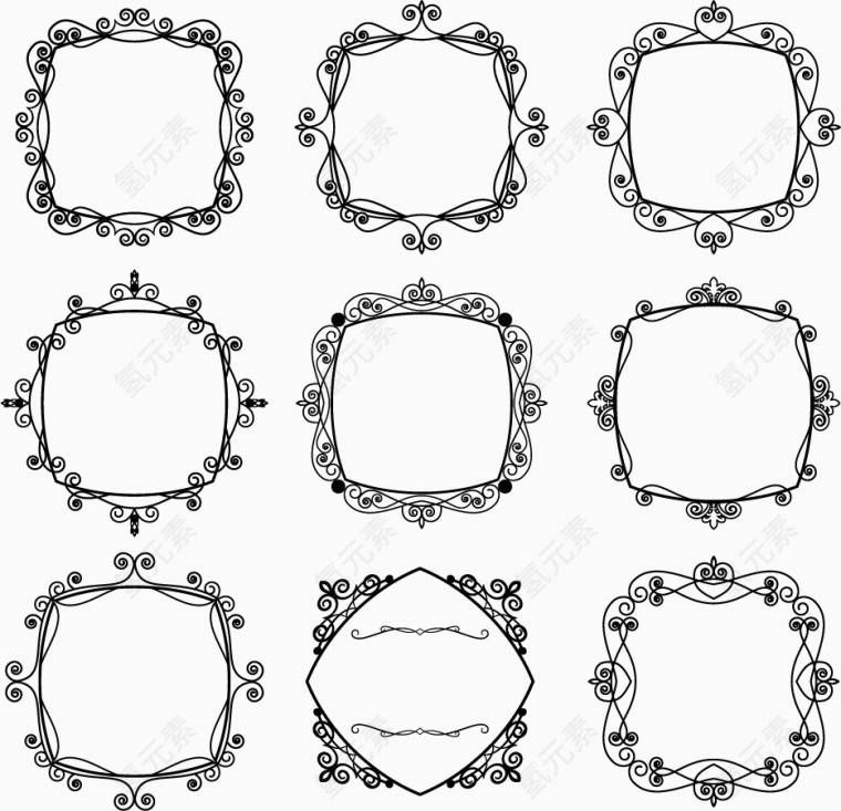 欧式不规则边框装饰元素