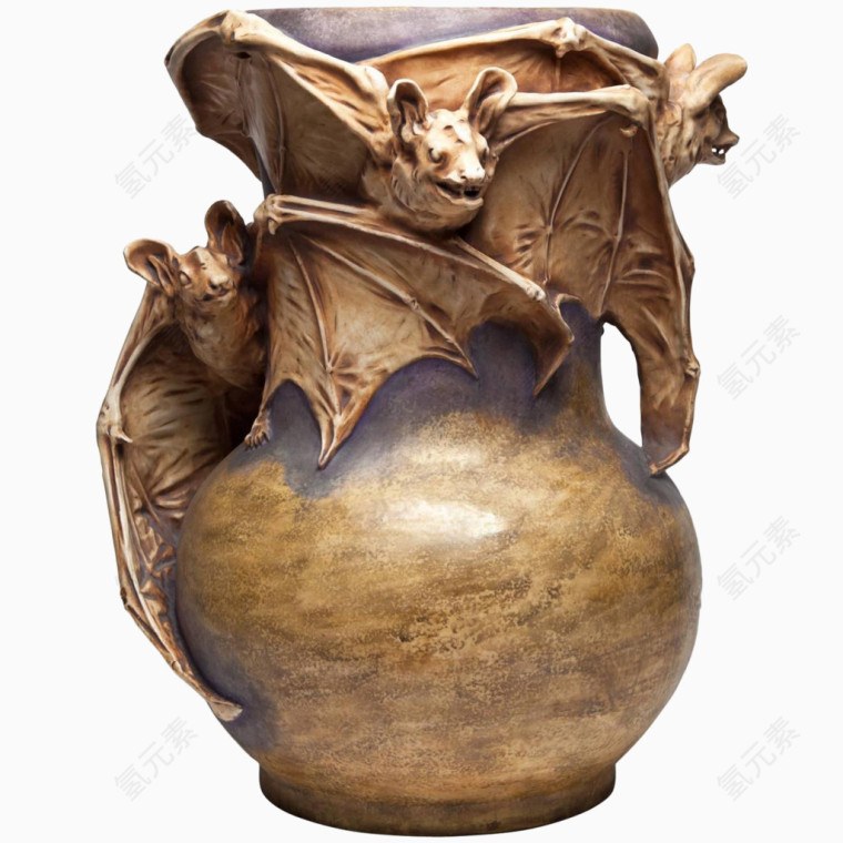 古典蝙蝠黄铜花瓶