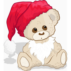 卡通带圣诞帽的小熊娃娃