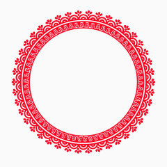 中国风复古花纹淘宝大红色圆形边框纹理元素