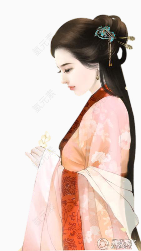 中国风手绘古典美女png