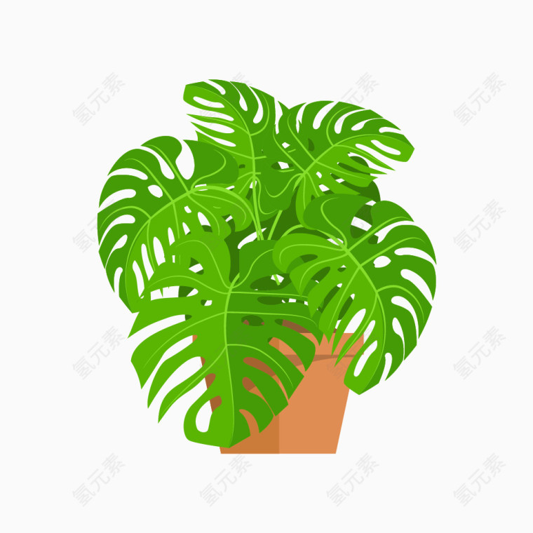 手绘绿色植物
