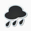 天气雨超级单声道黑贴纸图标