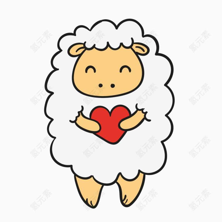 可爱动物爱心小羊