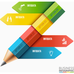 矢量彩色铅笔箭头图表