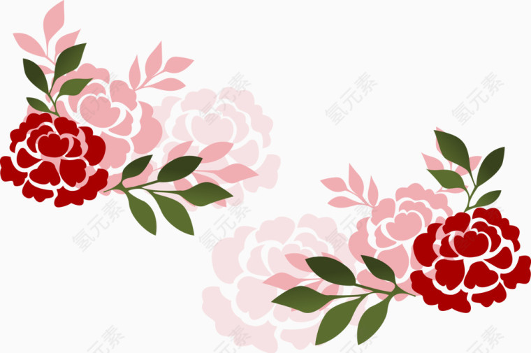 牡丹花矢量红色优雅