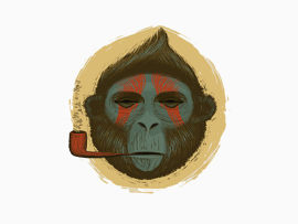 猴子抽烟图标元素