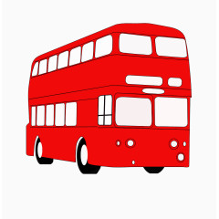卡通手绘红色双层巴士