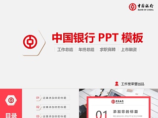 中国银行工作总结PPT模板