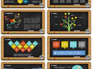 黑色卡通黑板风格毕业答辩通用ppt模板