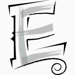 卡通欧式简约花纹英文艺术字母E