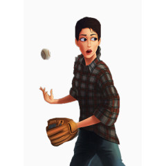 打棒球的女子插画