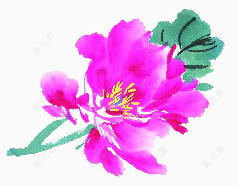 国画粉色花卉