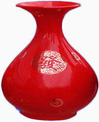 红色喜庆陶瓷花瓶