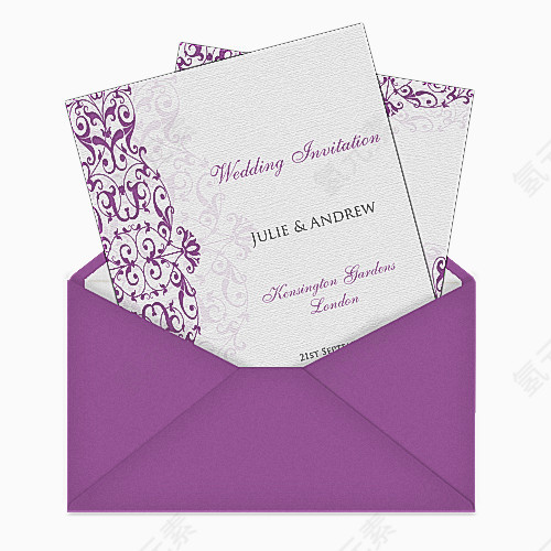 紫色调的结婚邀请函